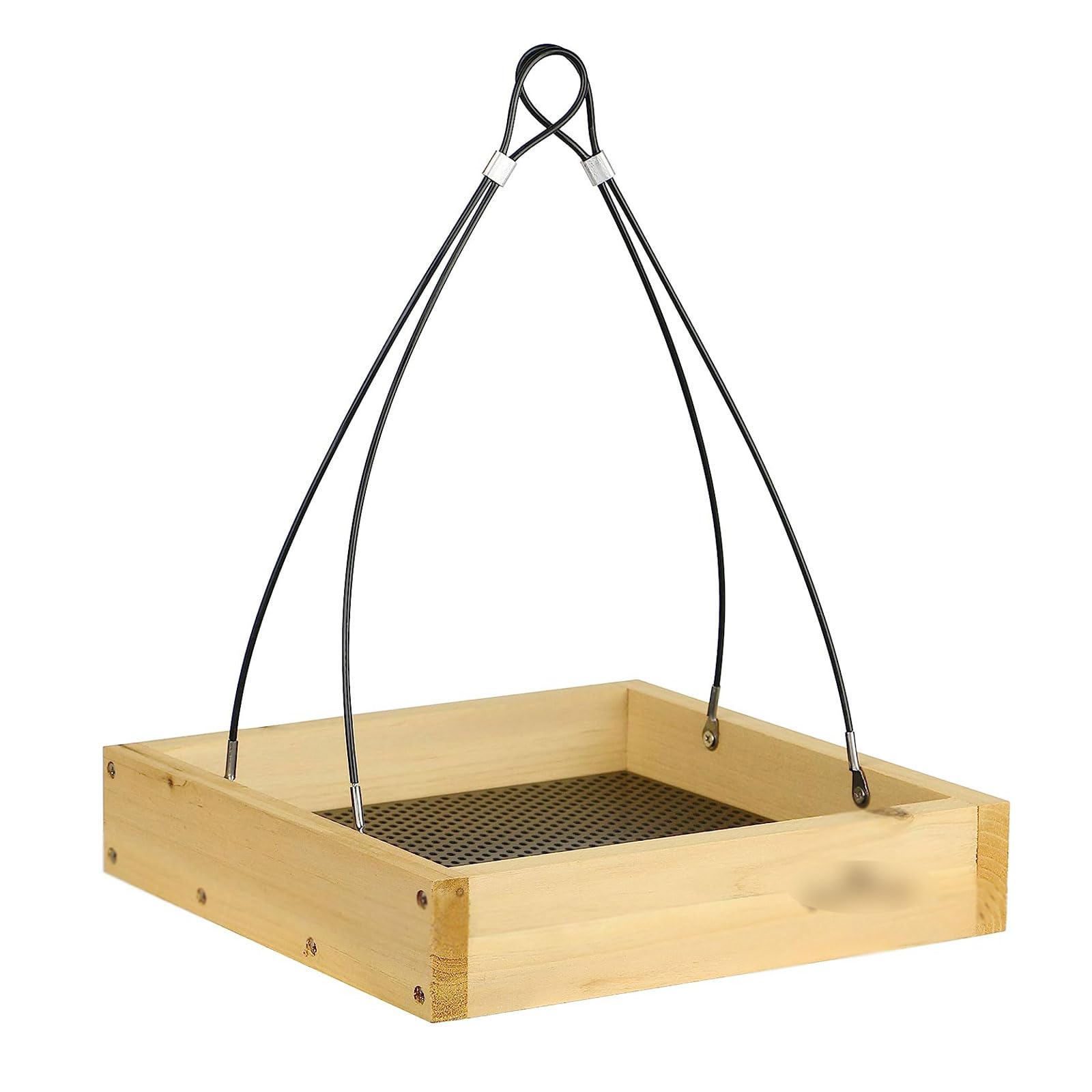 Comedero para pájaros de Madera Simple, Gran Capacidad, Bandeja de alimentación Colgante para Exteriores, decoración de jardín