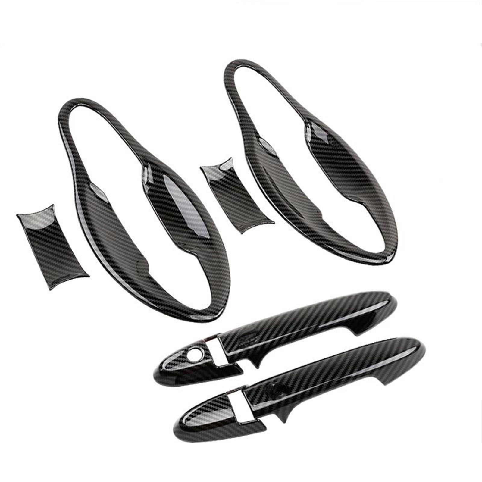 TRFBD Decorative Cover Carbon Fiber Chrome Car Door Handle Cover Trim Styling Decoration Accessories for HR-V for VEZEL 2014-2021(Handle Bowl 0 Button)