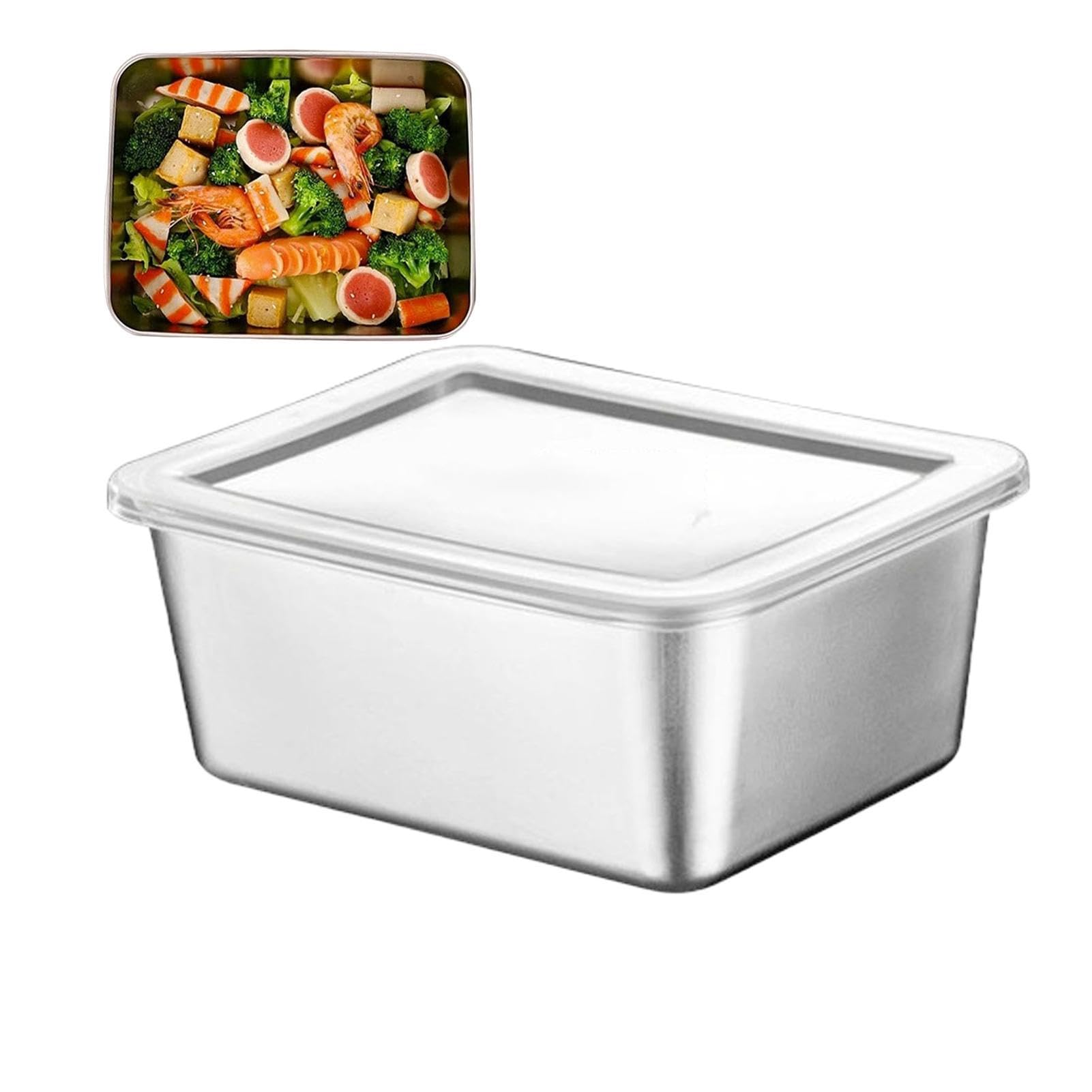Set di 3 contenitori in acciaio inox con coperchio, 25 x 20 x 5