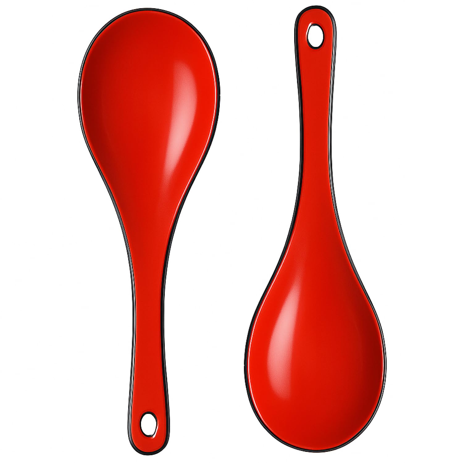 JapanBargain, Serving Spoons Japanese Soup Serving Spoons Chinese Soup Serving Spoons Rice Serving Spoons Table Serving Spoons (2, Red/Black)