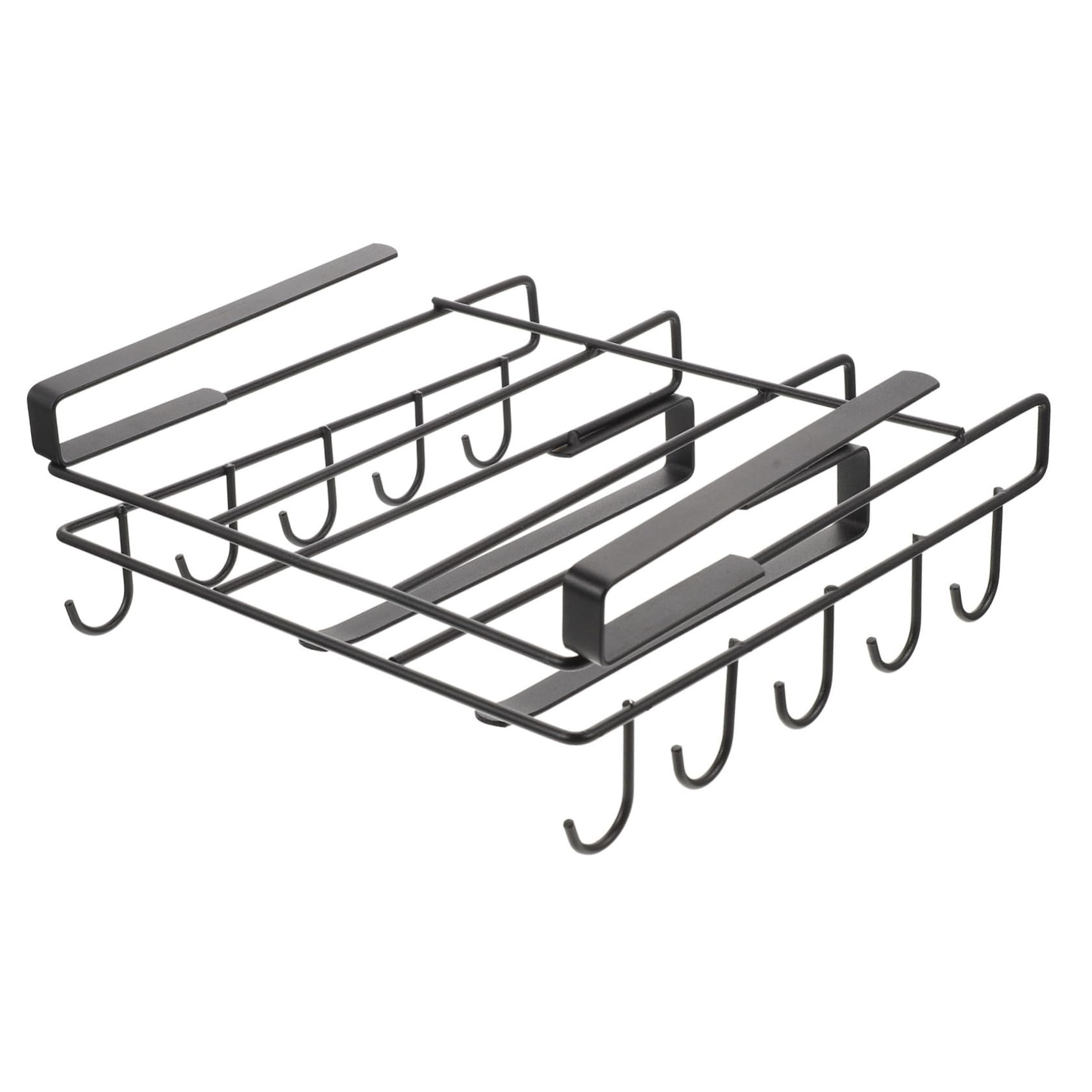 Healifty Under Cabinet Rack Multi Functional Kitchen Organizer for Pots Pans and Lids Storage Holder with Hooks Space Saving Shelf for Tidy Kitchen