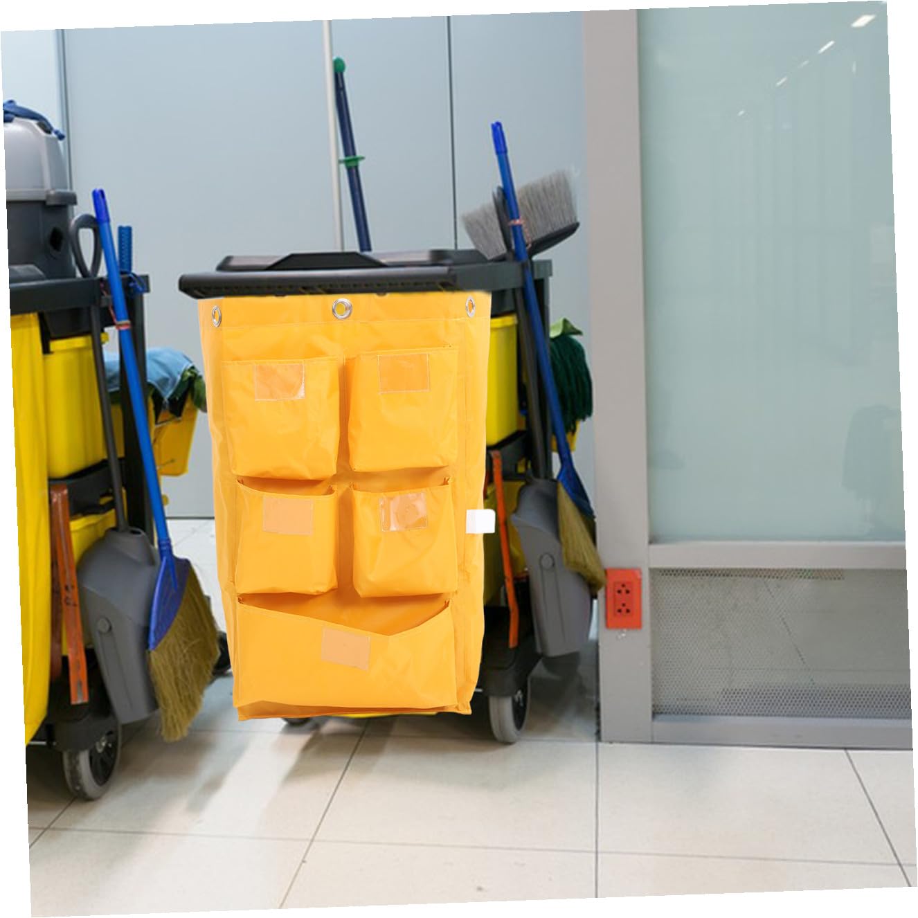 Bolsa para Carro de Limpieza Paño Durable y Cierre Seguro, Adecuado para Limpieza en Entornos Comerciales y Hoteleros