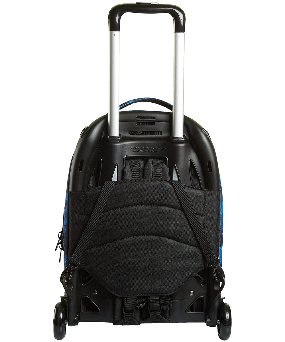 Invicta Trolley Scuola Tech, Blu, Camo Squared, 3 in 1, Triplo Uso, Zaino con Carrello Sganciabile e Crossover System, Zaini e Trolley, Viaggio