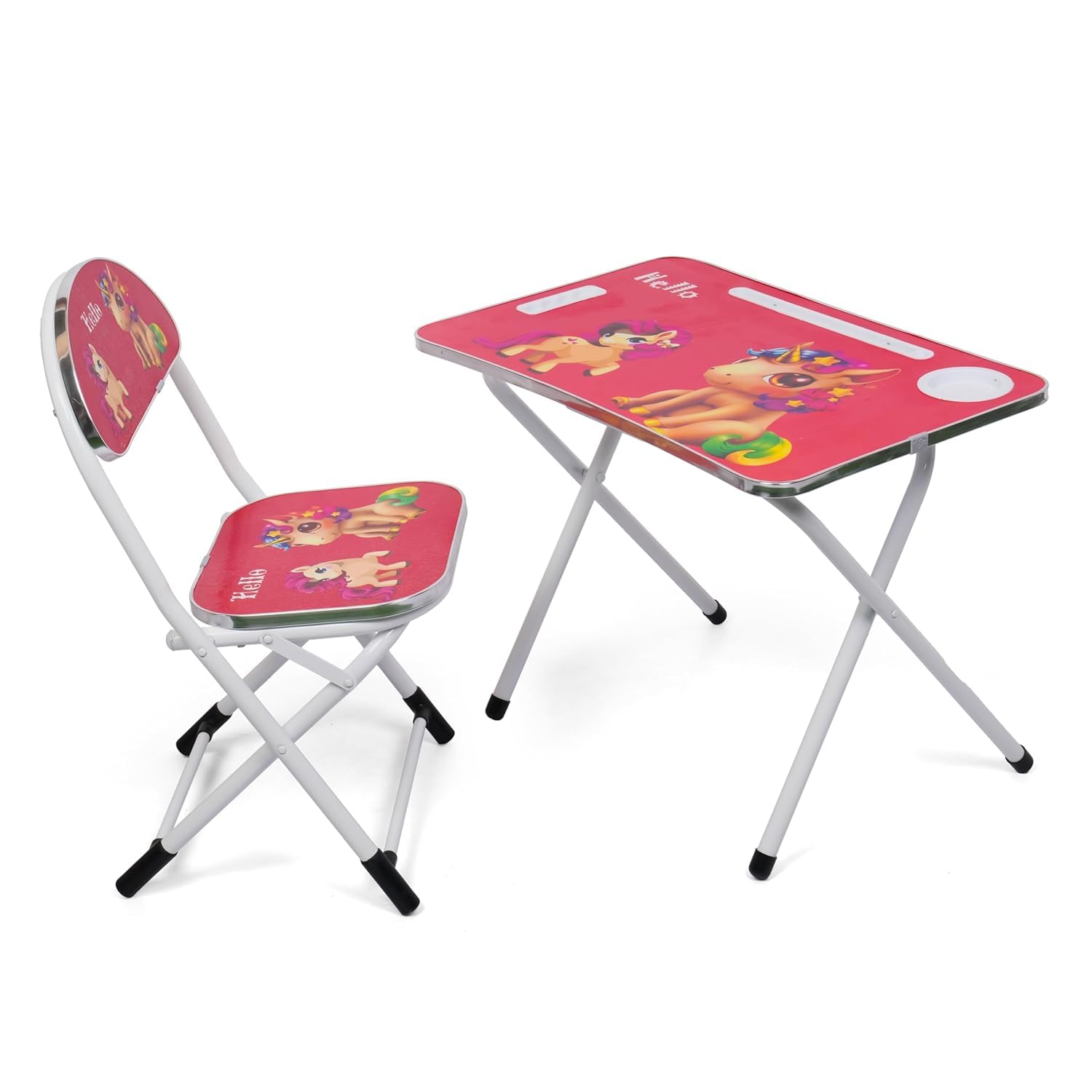 Leo Big Red Kids' Table and Chair Set – Foldable Study Desk with Cartoon Prints, Alphabets, and Numbers for Toddlers (Big)-image-37