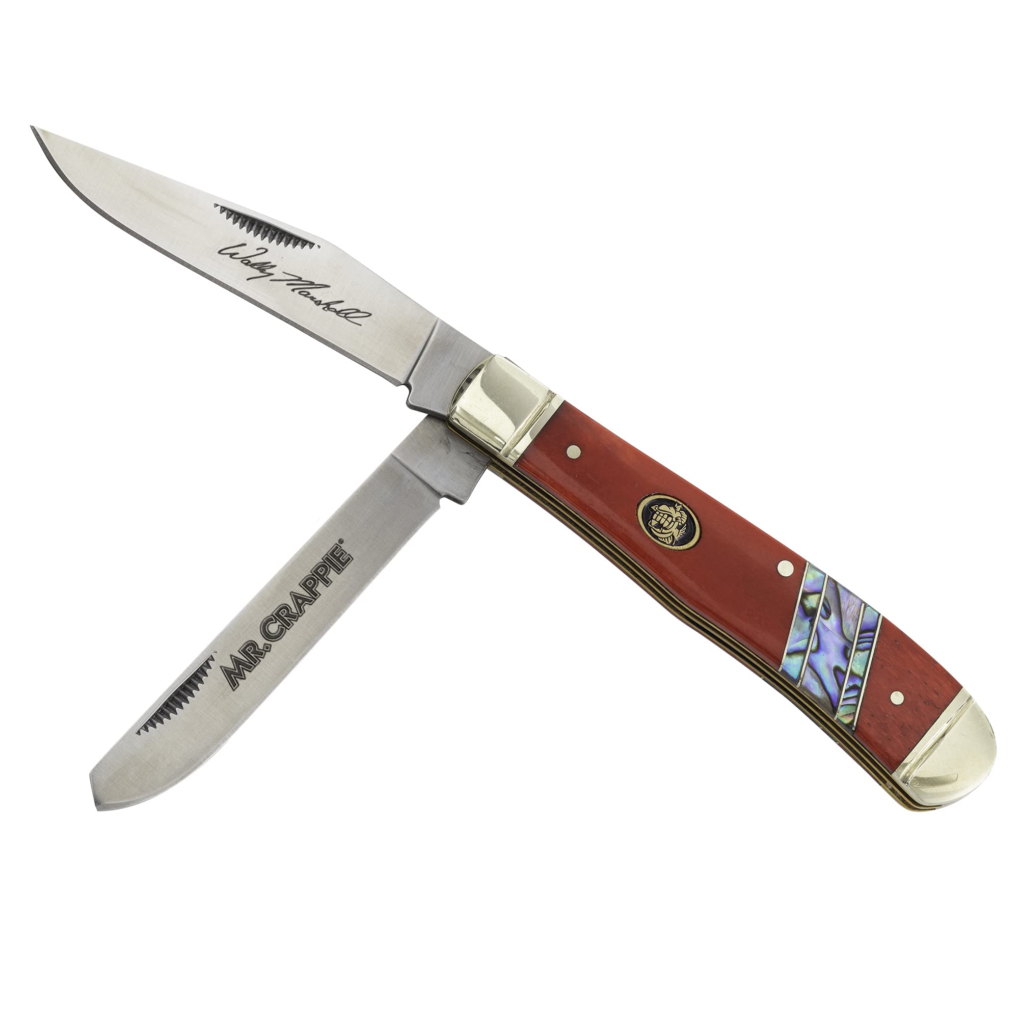 Smith's 51362 Mr. Crappie Case Trapper Pocket Knife – Red – Two Locking Blades – 420 Stainless Steel – Synthetic Bone Handle – Clip + Spey Blades – Hunting, Fishing, Everyday Carry – Sleek + Slim