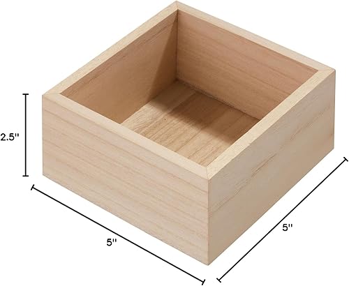 Miniatura 7 de iDesign - Organizador de cajones de madera de Paulownia renovable, 5 x 5 x 2.5 pulgadas, natural (paquete de 2)
