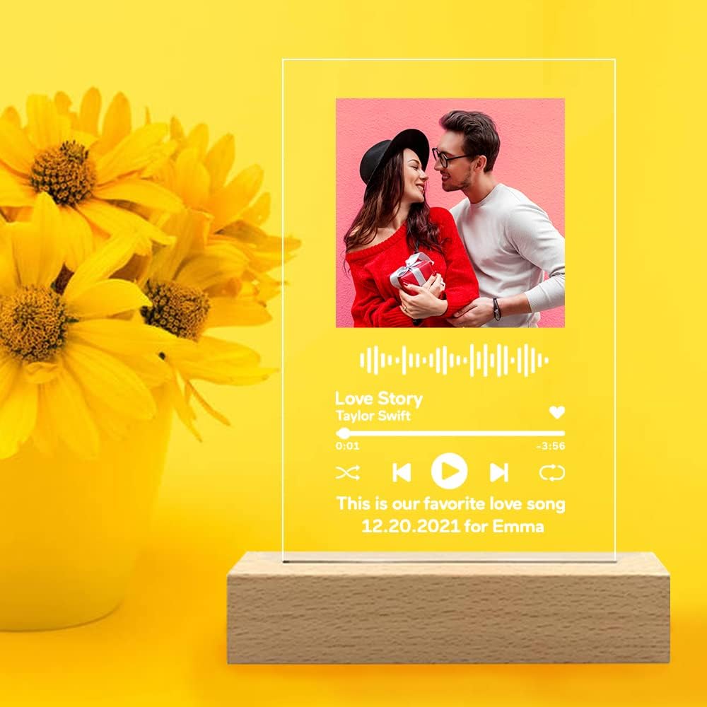 Canción Acrílica Personalizada Con Foto, Regalo Personalizado Para Novio Novia Cubierta De Album Acrilico Placa De Musica Transparente Colorida