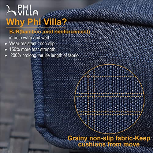 Phi Villa 7-Piece Patio Furniture Set With Fire Pit Table Outdoor Rattan Sectional Sofa Set Wicker Patio Conversation Sets W/Csa Approved 28 Inch 50,000 Btu Propane Gas Fire Pit Table & Coffee Table #TOP1