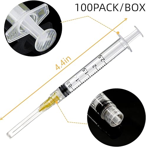 Miniatura 3 de Paquete de 100 jeringas de plástico de 0.1 fl oz de calibre 25, jeringas de inyección de muestra de laboratorio para laboratorios científicos