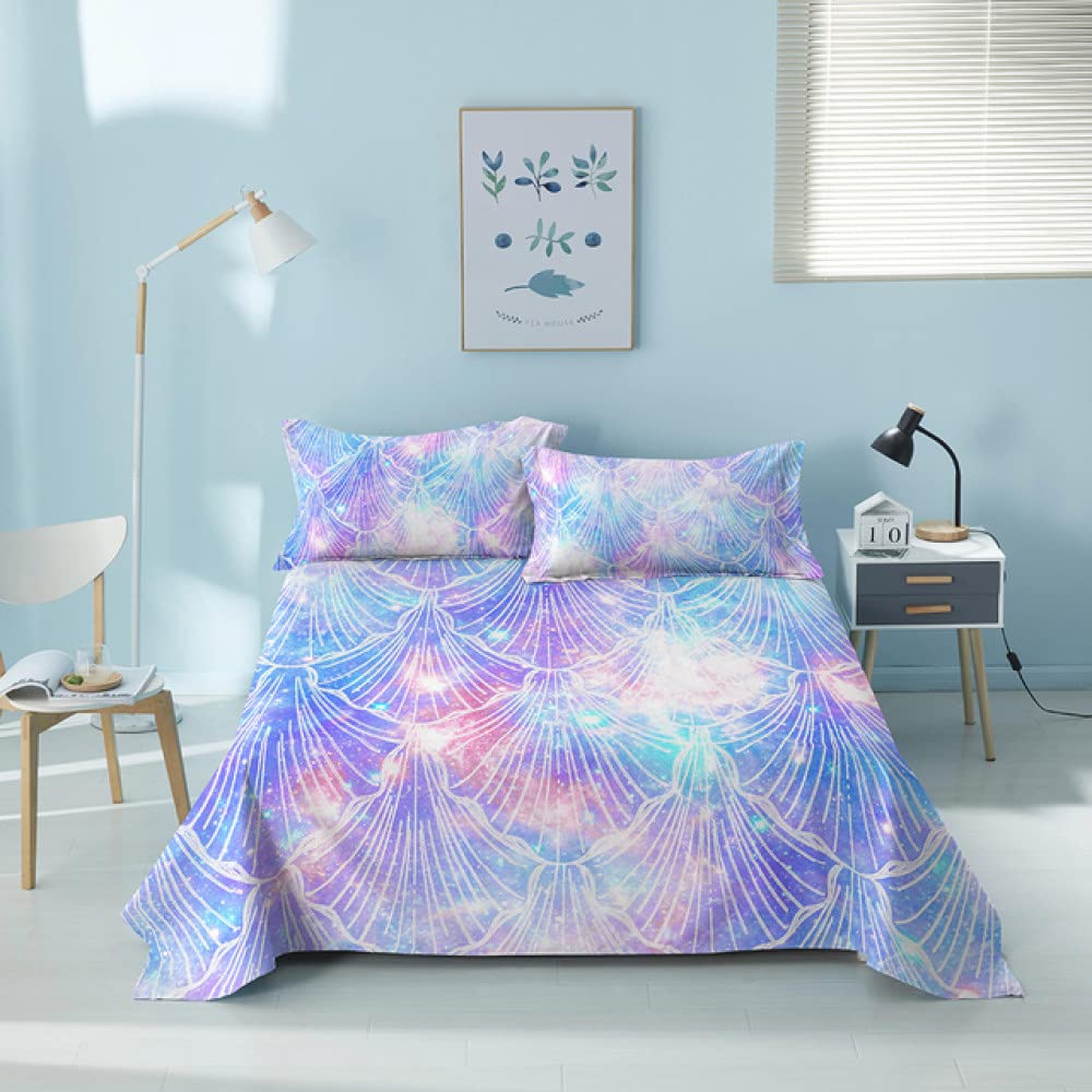 Draps imprimés ciel étoilé en polyester durable pour lit double et simple