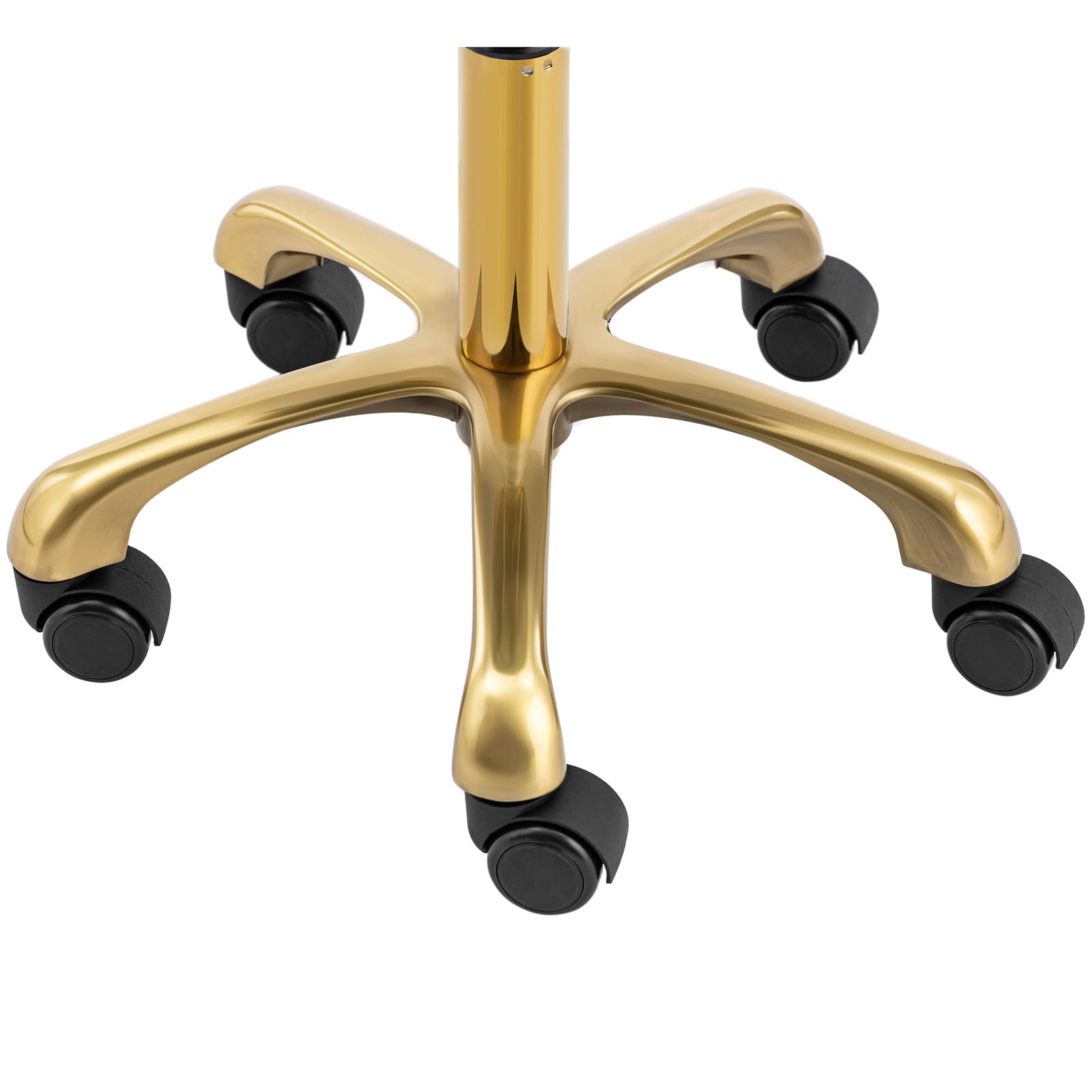 physa Taburete con ruedas, respaldo y altura de asiento regulable en 51 - 66 cm para hasta 150 kg beis/dorado Taburete de peluquería estética regulable en altura Banqueta de trabajo
