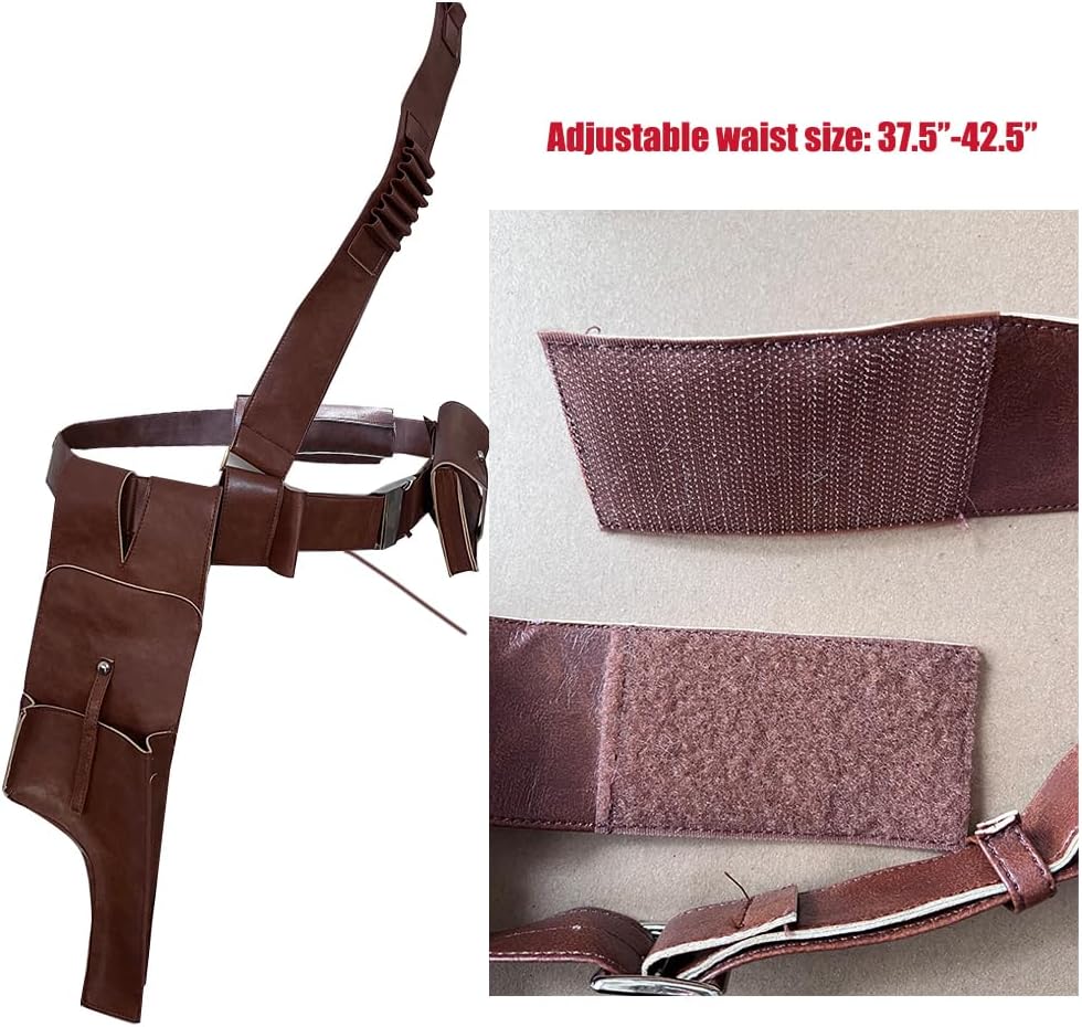 Adjustable Brown Leather Cosplay Belt - Vintage Holster Adult Halloween Accessory