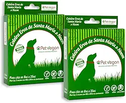 Kit 2un Coleira Antipulgas Anticarrapatos PetVegan Para Pets Cães ate 8kg a 15kg