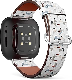 CJBROES Replacement Leather Watch Band, Compatible with Fitbit Versa 3 and Fitbit Sense of Wristband Bracelet Accessory - Vintage-Comic-Cartoon-Cute