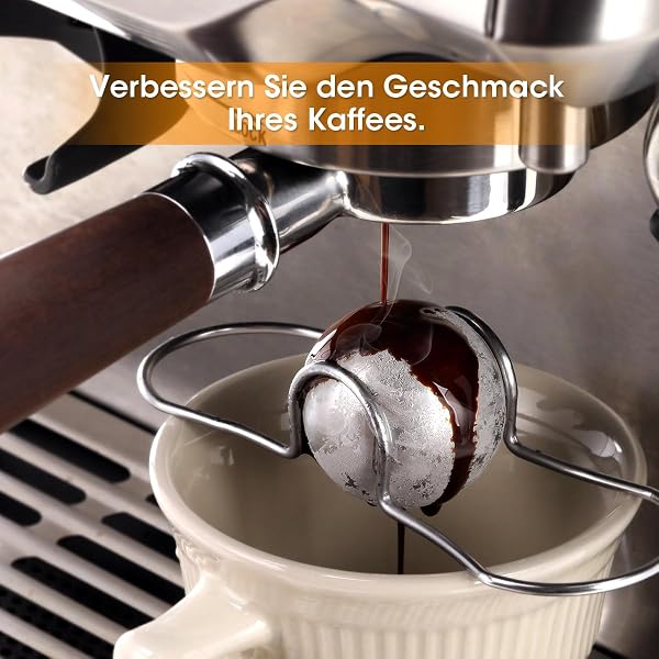AIEVE 2 STK. Espresso Eiswürfel Edelstahl Kugel für Espresso-Kaffee Eiskugel Frozen Ball Metall Wiederverwendbar Kaffee zubehör zur Verbesserung des Kaffeearomas - 3