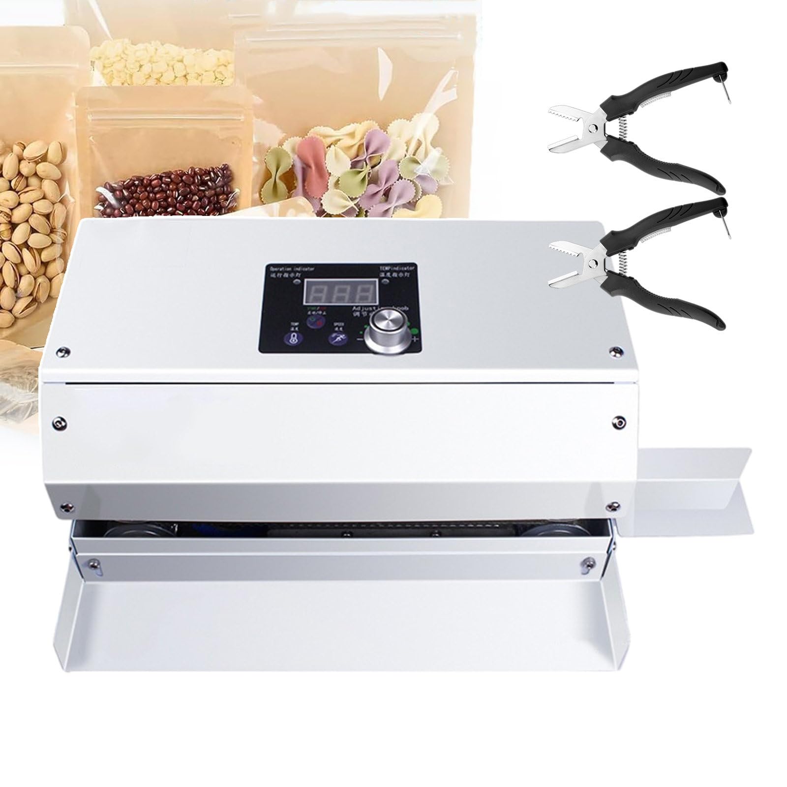 IUokLU Commercial Vacuum Sealers Plastic Bag Sealing Machine,Automatic Band Sealer For Food Packaging,Temp & Speed Adjustable,300W Electric Packing Tool