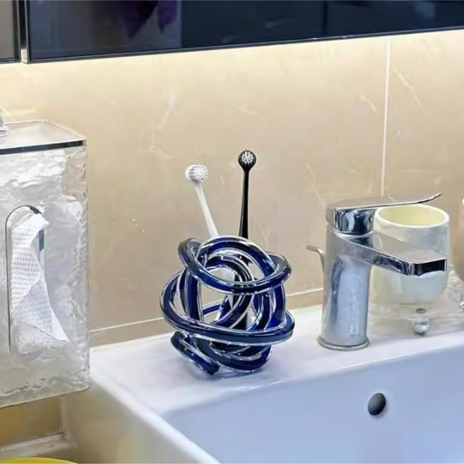 Zahnbürstenhalter Zahnbürstenhalter Aus Glas, Badezimmer-Organizer, Aufbewahrung, Stifthalter, Heimdekoration Organizer