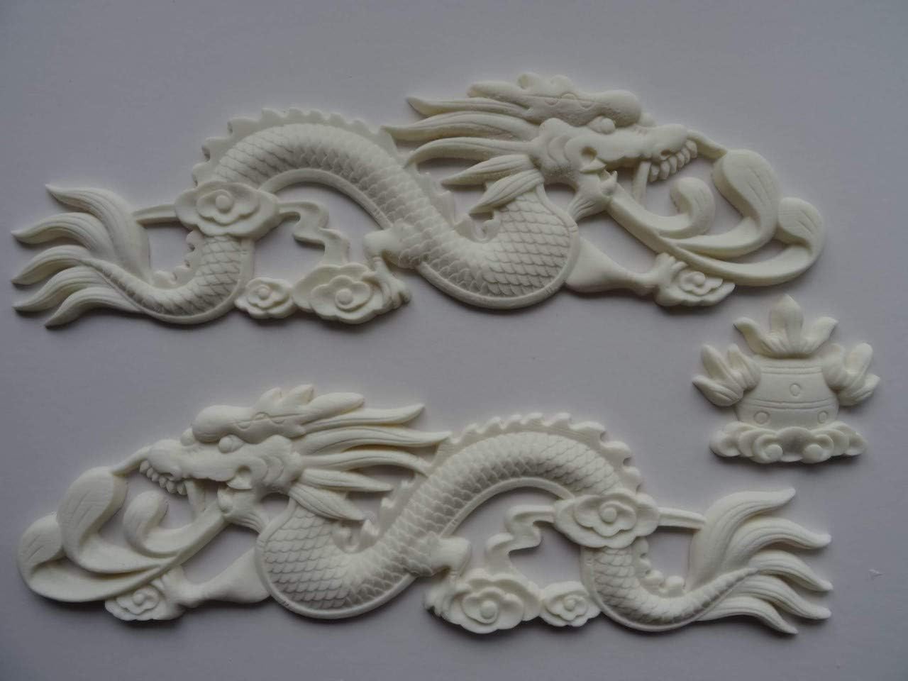 Decorative Chinese Dragon Set Applique onlay Furniture Moulding JO5