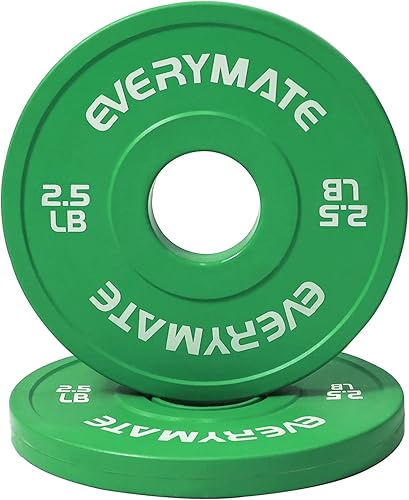 EVERYMATE Juego de placas de peso de cambio de 1.25 libras, 2.5 libras, 5 libras, placas de parachoques olímpicas para entrenamiento cruzado, placas