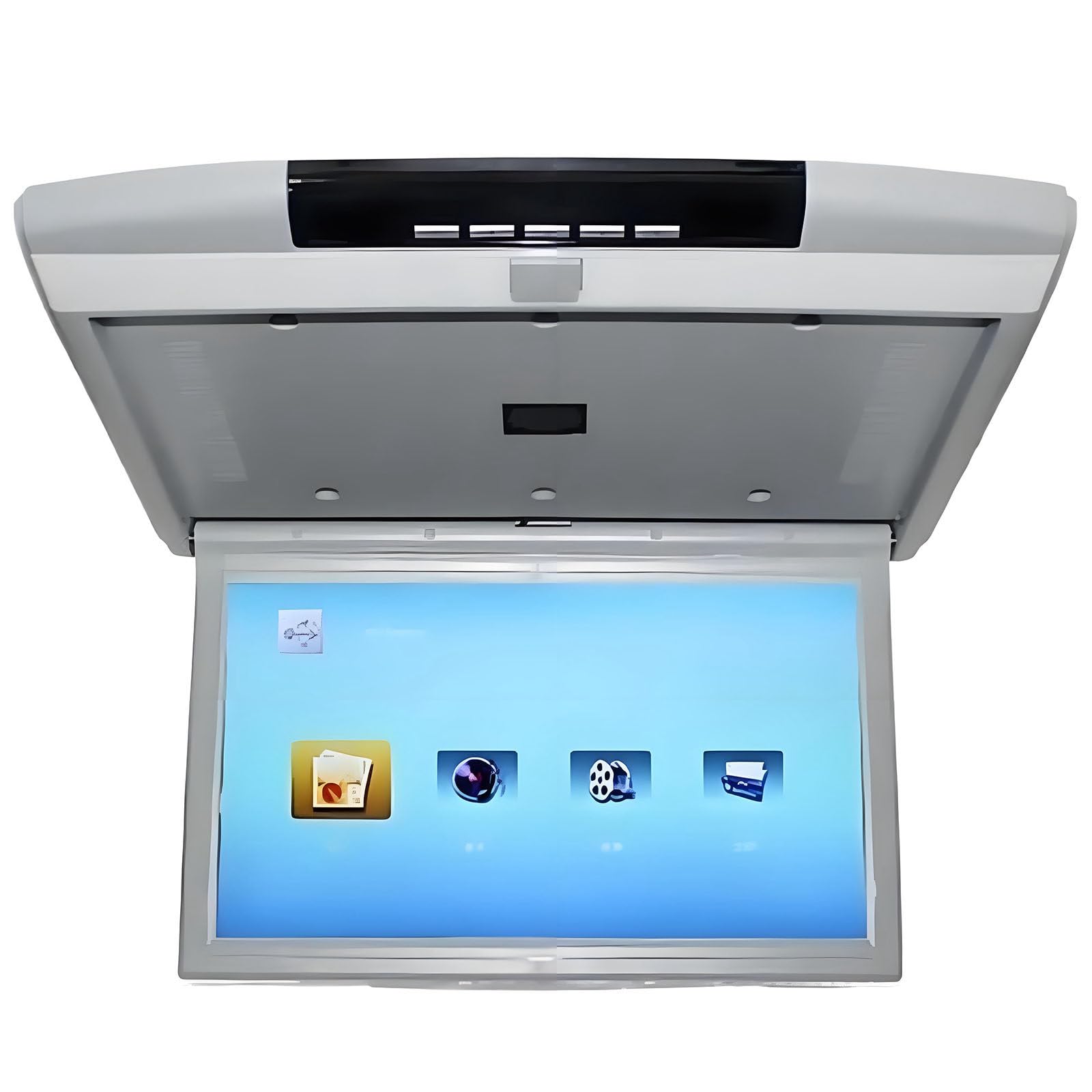 XNZJHPP 17.3 Inch Car Overhead Flip down Monitor,16:9 Ultra Thin Digital Tft Screen,1080p Video Car Overhead Player Roof Mounted Monitor with,USB,Sd Port Ir and Fm Grey (Grey)