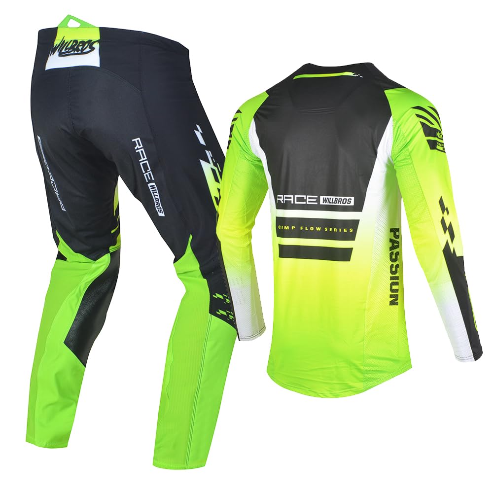 Combinaison de Pantalons Maillot Jersey MX Enduro Motocross Hors Route Moto MTB BMX pour la Compétition Homme Femmes