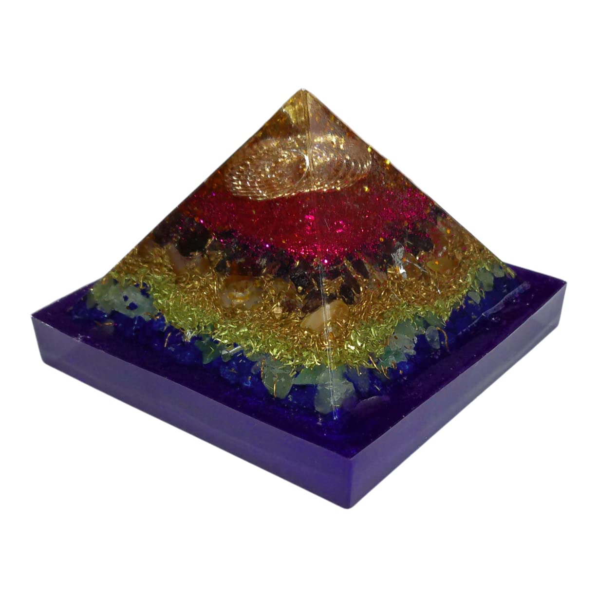 Extended Range 'Rainbow' Orgone Pyramid - large 4" base