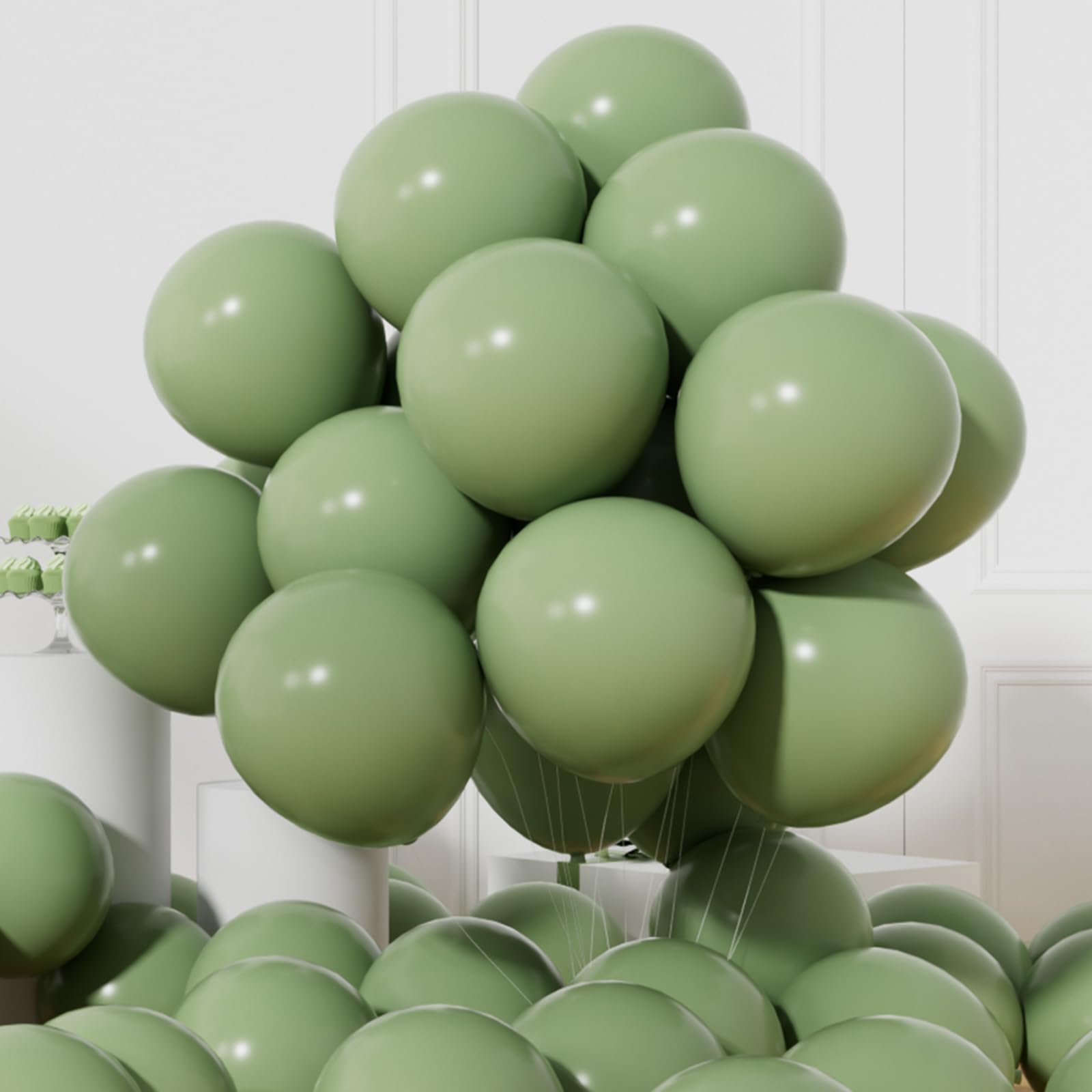 AULE Luftballons Salbeigrüne Geburtstag Helium: 50 Stück 12 Zoll Luftballon Salbei Grüne Ballons Latex Geburtstagsdeko für Hochzeit Junggesellenabschied Geburtstag Deko