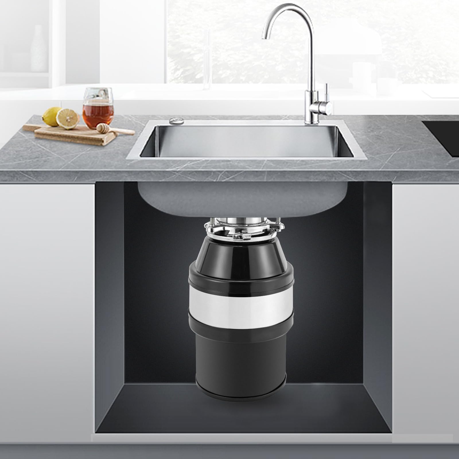 1,4 l per lo smaltimento dei rifiuti della cucina, per lavello, tritatutto, lavandino, spazzatura per la casa, rifiuti alimentari, con plug