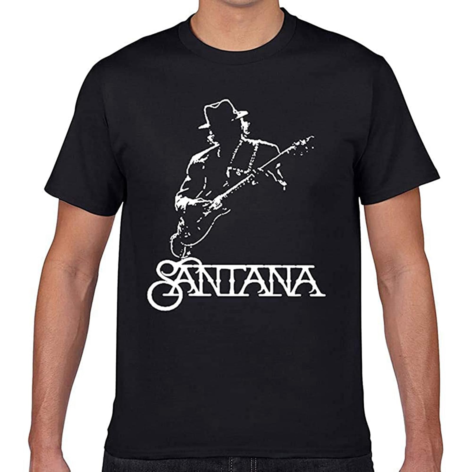 Amairart Men's Black Nbhnb Tops T Shirt Carlos Santana Casual Geek Cotton Tshirt 3XL