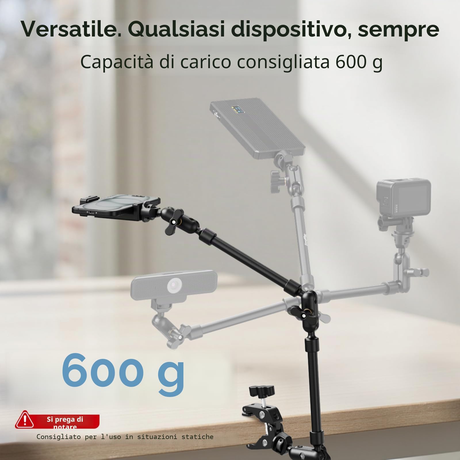 SMALLRIG Braccio Magico da 22" con Kit Morsetto a Granchio, Supporto e Morsetto per Fotocamera da Tavolo Flessibile, Braccio Articolato, per Luce, Webcam, Microfono, Action Camera - 4766