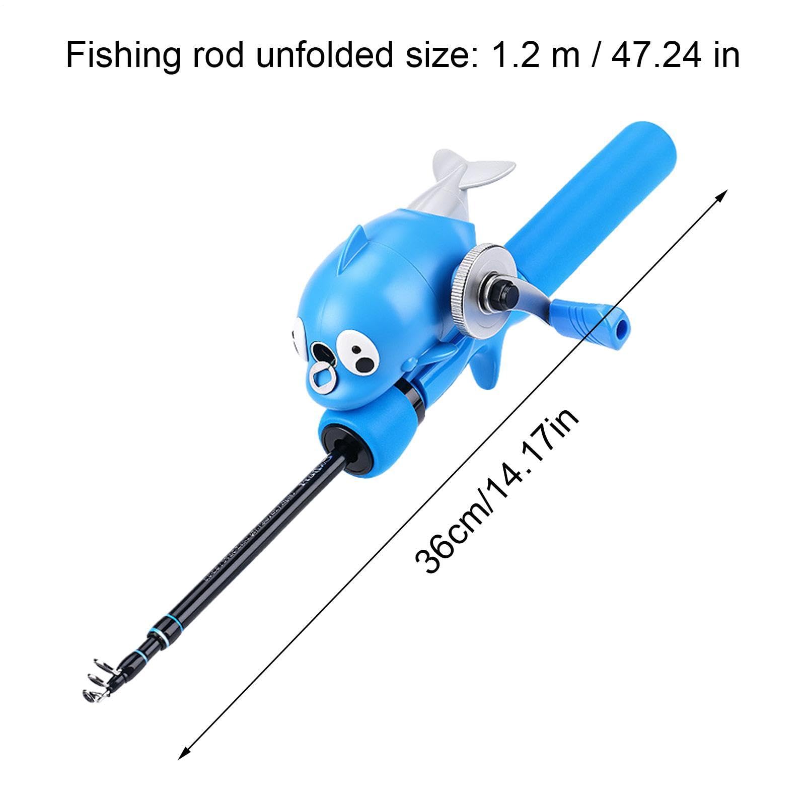 Caña De Pesca Para Niños Telescópica Portátil Delfín con Carrete | Caña De Pescar Con Carrete Principiantes, Niños Y Niñas, Apto Para Ríos, Lagos, Arroyos Y Embalses