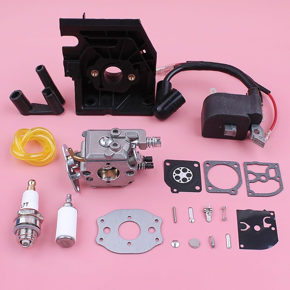 Herramientas de jardín Carburetor Bobina de Encendido del carburador for Husqvarna 136 137 141 142 Filtro de Combustible Línea de Filtro de la línea del Adaptador de la ara