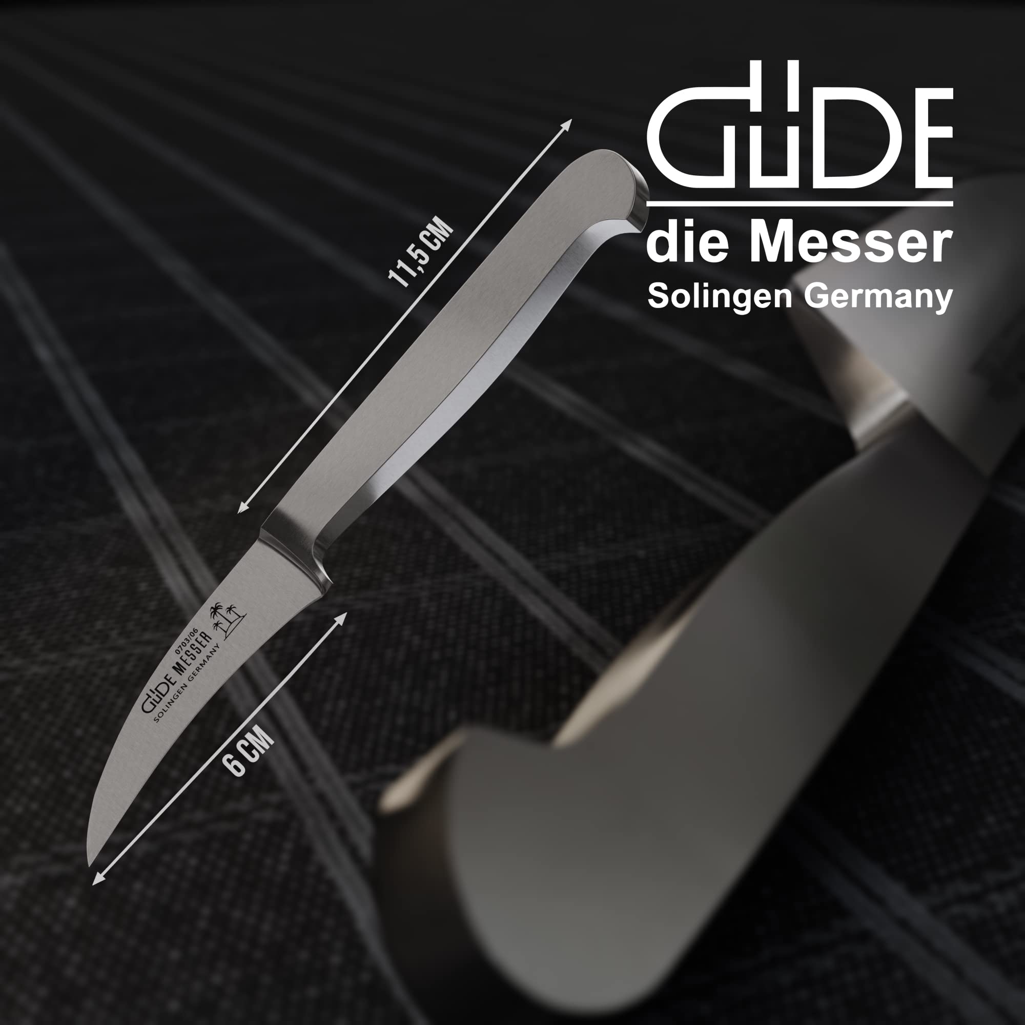 GÜDE Solingen - Schälmesser geschmiedet, 6 cm, Ganzstahl, KAPPA, Handmade Germany