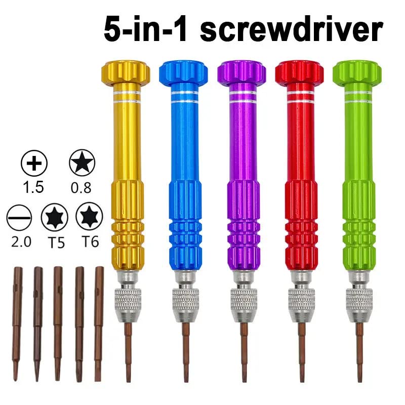Image of 5-in-1 Multifunctional Small Magnetic Precision Pocket Mini Screw Driver Set for Eyeglass, Smartphone, Tablet, Watch, Repair Tool Kit