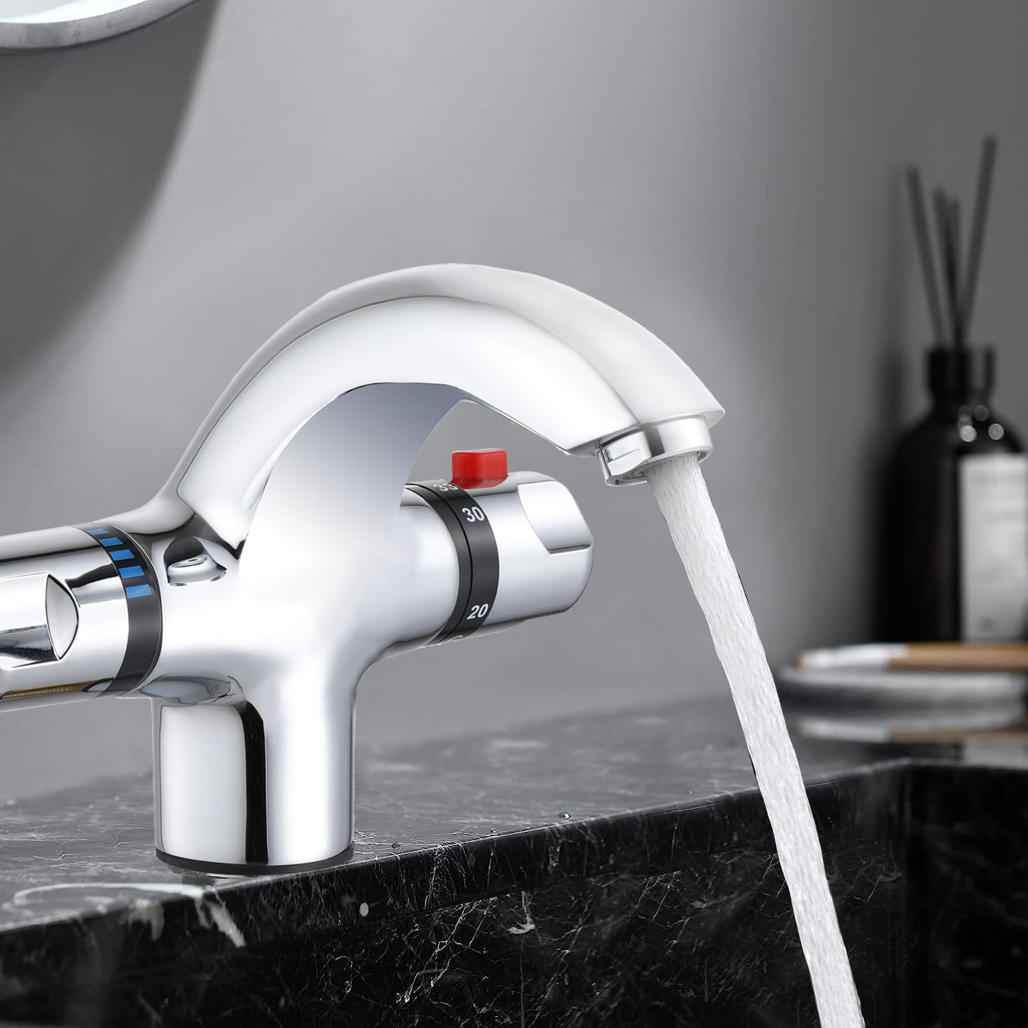 Rubinetto per lavabo con termostato, miscelatore termostatico, miscelatore per lavabo, rubinetto per lavabo, miscelatore per lavabo, miscelatore per lavabo, rubinetto termostatico,cromato