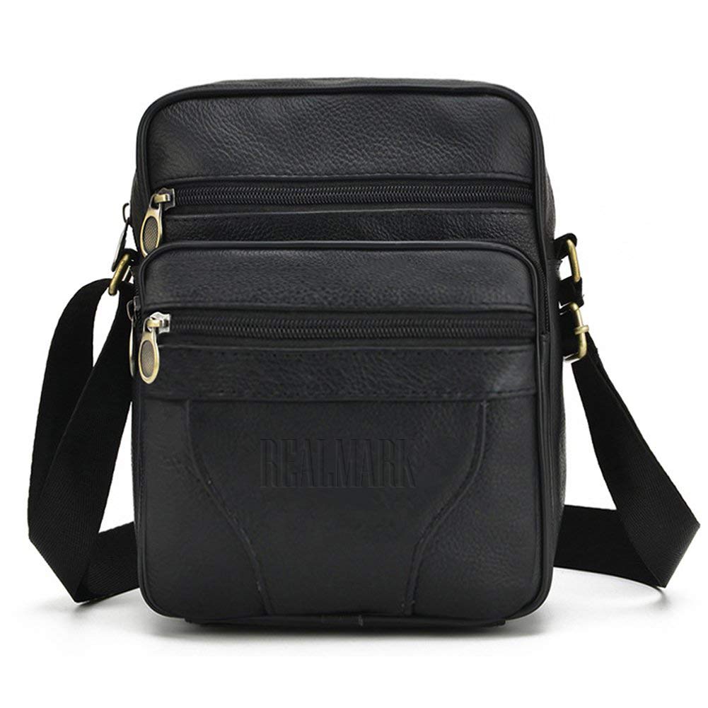 Realmark Leder Umhängetasche Herren Echtleder Schultertasche Männer Messenger Business Handtasche Herrentasche Arbeitstasche