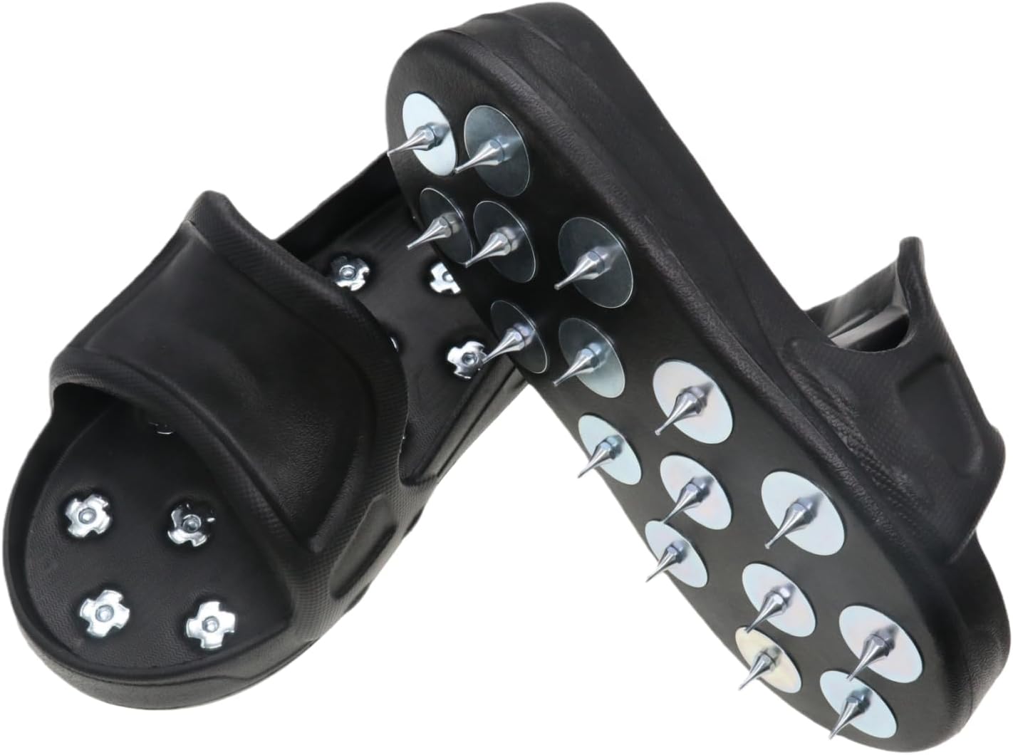Anti-Slip Spiked Shoes for Epoxy Floors, Resinous Coatings, Self-Leveling Compound, and Paint-Medium