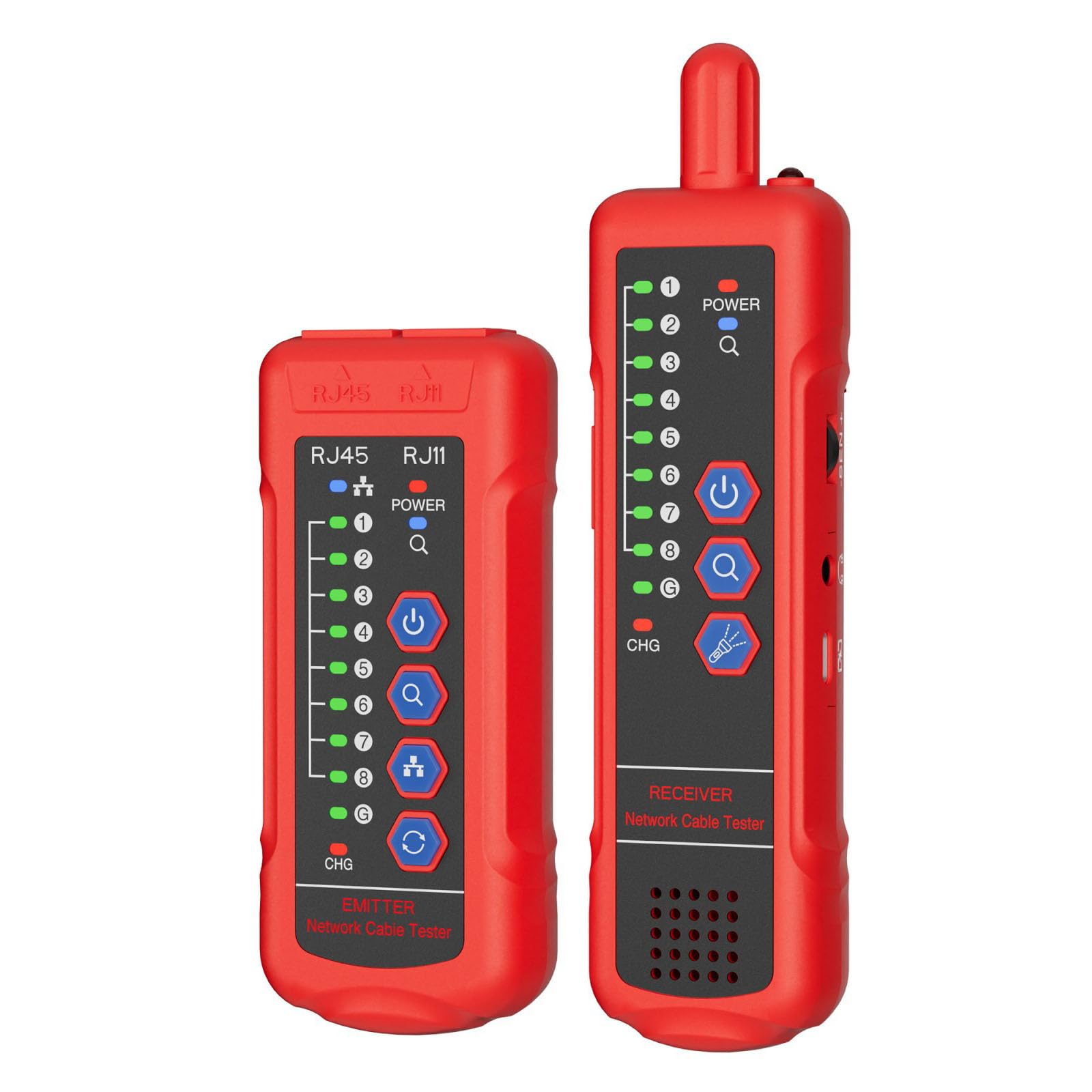 Probador de cable de Internet con diseño impermeable y pruebas a largas distancias, herramienta fácil de transportar para conexión RJ45-RJ11, herramienta de mantenimiento de red doméstica