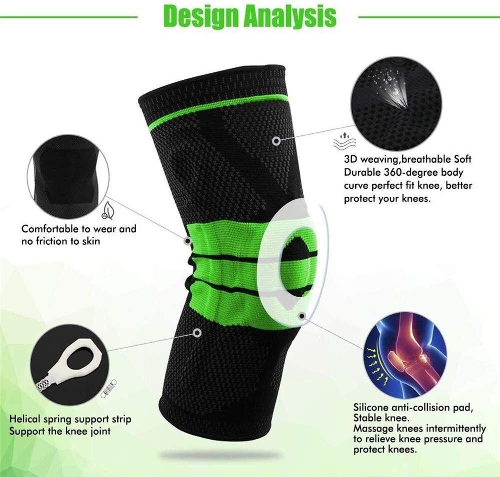Miglior ginocchiera for Men & Women 1 pz Sport anticollisione Ginocchio Protezioni traspirante antiscivolo biciclette esterni Ginocchiere for il basket Sci Equitazione Pattinaggio (Colore: Verde, Dime