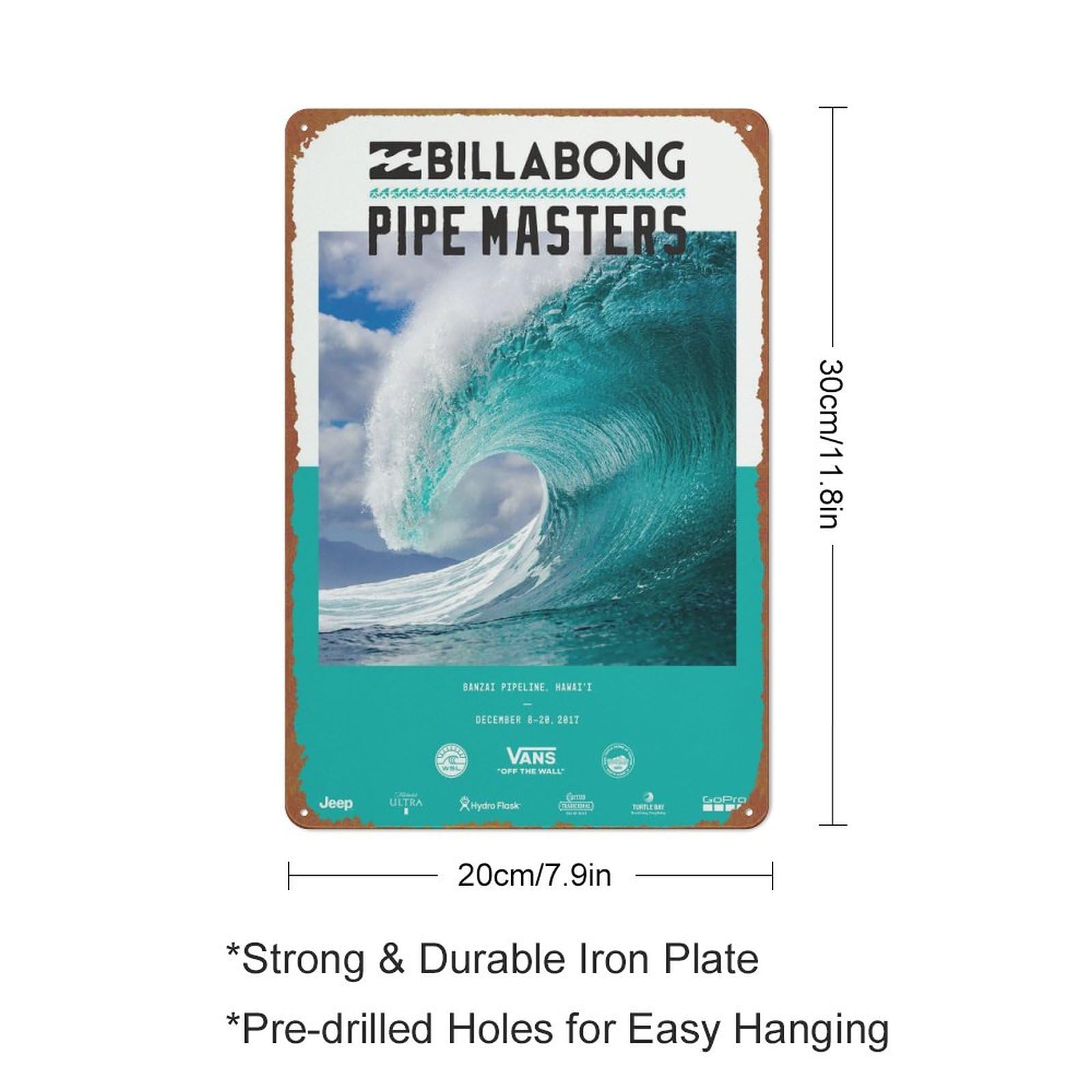 2017 BILLABONG PIPE MASTERS SURF COMPETITION Sports Poster Metal