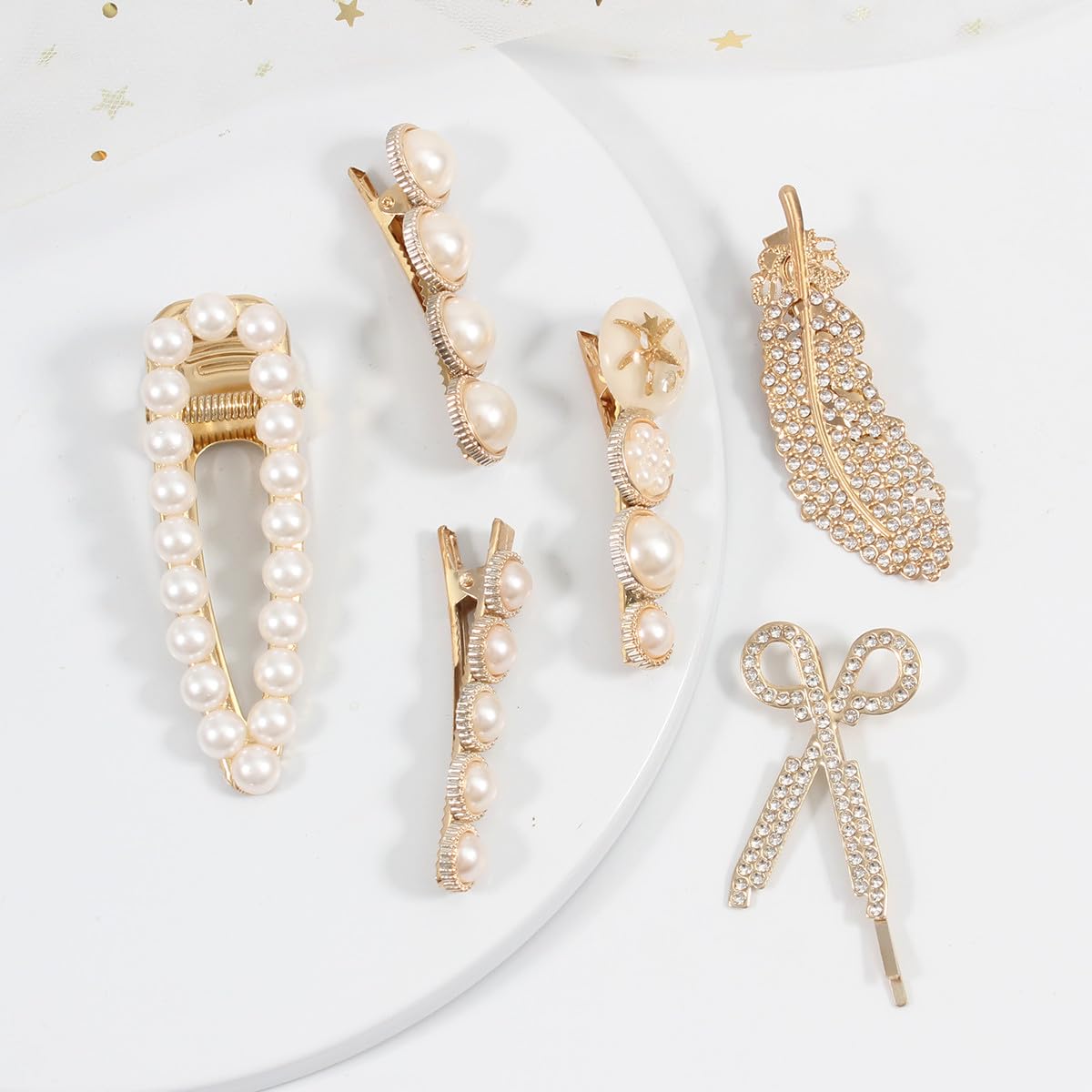 Mecool 6 Pcs Artificial Pearls Hair Claw Clips for Women, 1 count (Pack of 6) - Image 2