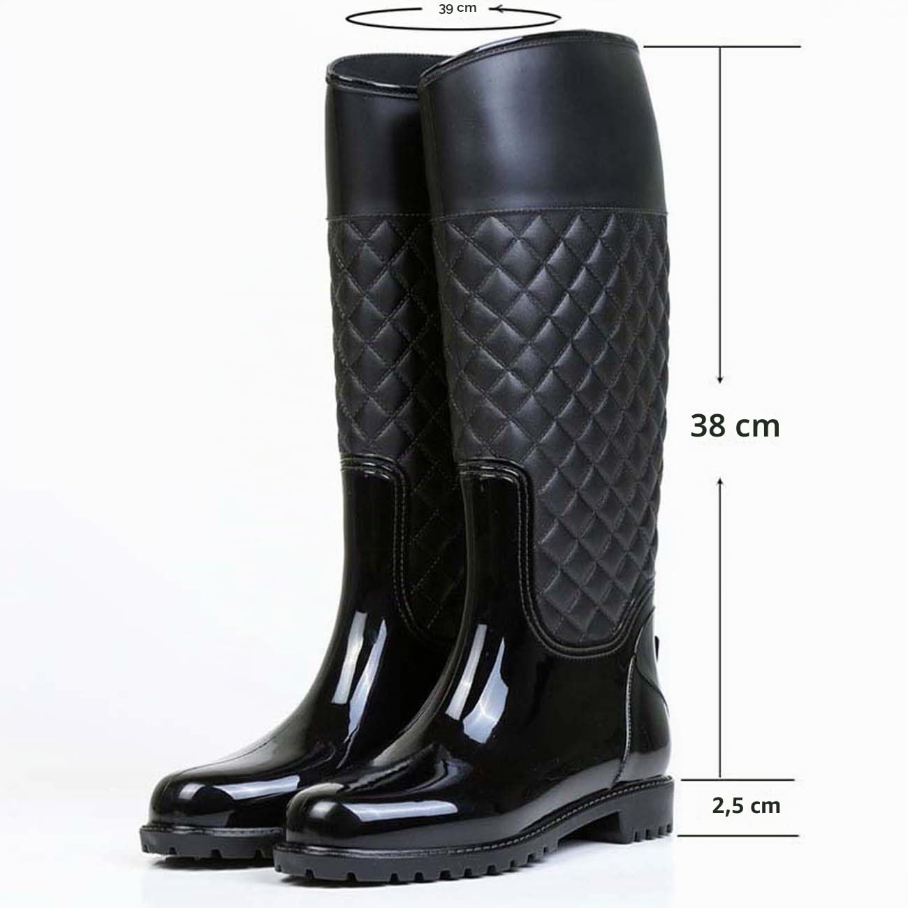Botas de Agua Mujer - Rain Boots Impermeable - Negro - Talla Única - Caucho - Clásico - Outdoor - Mujeres
