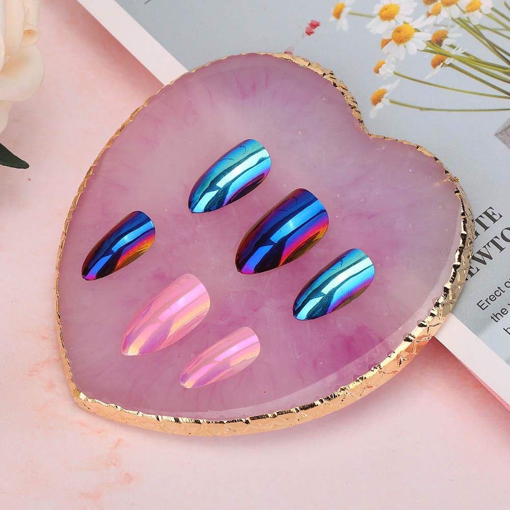 Nail Art Palette Resin Stone Nail Art Palette Delicate Resin Heart Styling Nail Art Palette Colorful Paint Drawing Color Dish Suitable for Mixing of Nail Polish Foundation Lipstick(PURPLE)-image-30