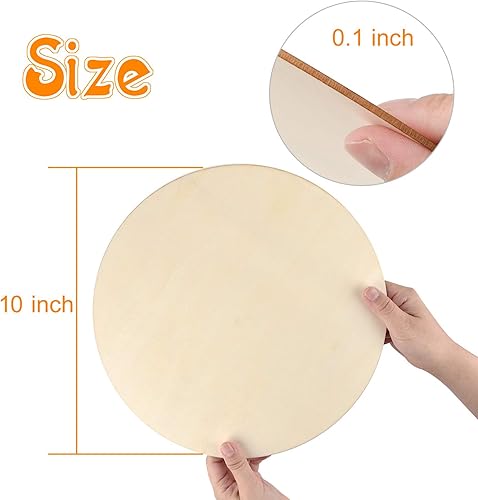 Miniatura 2 de Coopay 16 círculos de madera de 10 pulgadas, rebanadas de madera redondas sin terminar, recortes de madera natural para colgar puertas, pintura,