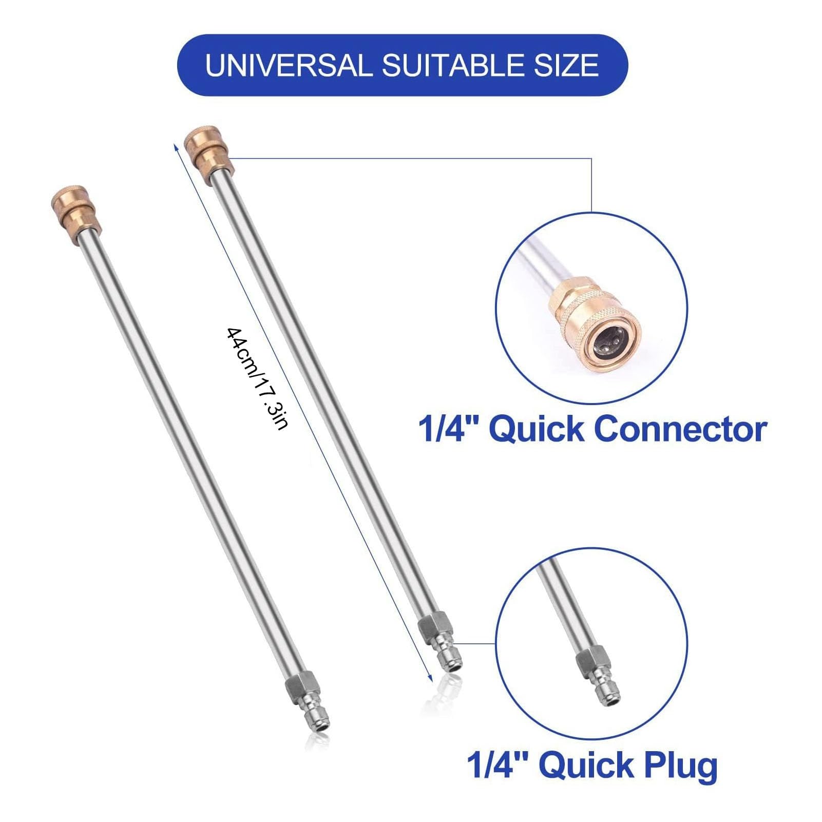 AMONIDA Limpiador de Superficies para Suelos a Presión, Resistente, con 4 Ruedas, para Manchas Difíciles en Aceras y Carriles, Acero Inoxidable, 2 Unidades