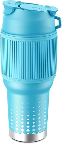 Acko Vaso con enfriador de café de caliente a cálido vaso aislado de acero inoxidable reutilizable para café té bebidas 30 onzas azul