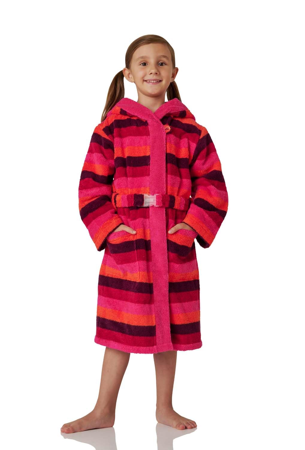 JAKO-O Bademantel Kinder mit Kapuze, Mädchen Jungen, fuchsia