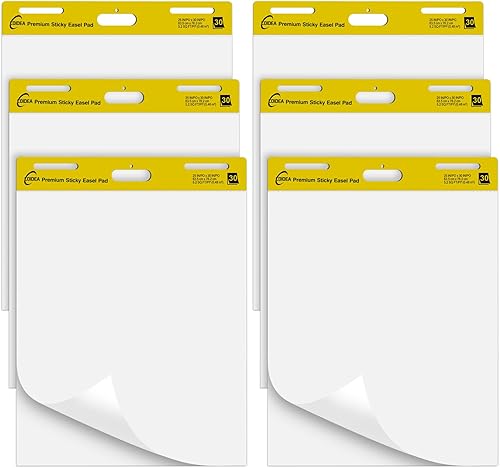 Sticky Easel Pad, 25 in x 30 in, Large Sticky Notes for Wall, Super Sticky Easel Paper, Self Stick Flip Chart Paper for Teachers and Office, White,