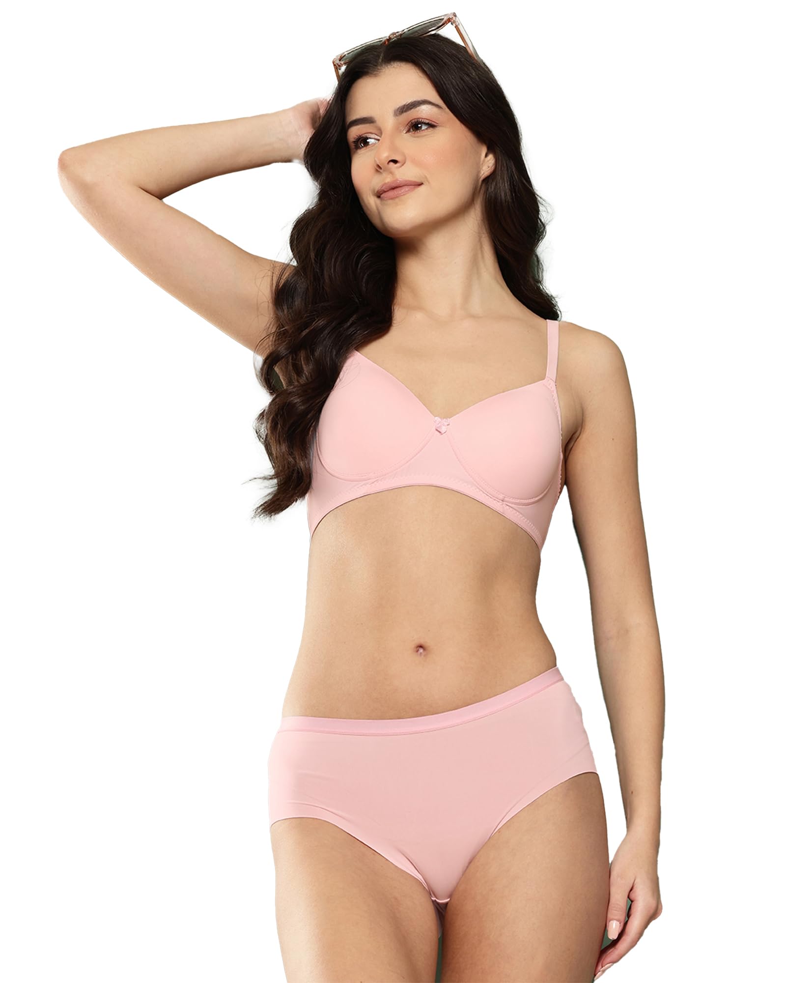 leading lady Women's Solid Lightly Padded Non Wired Lingerie Set-picture-15