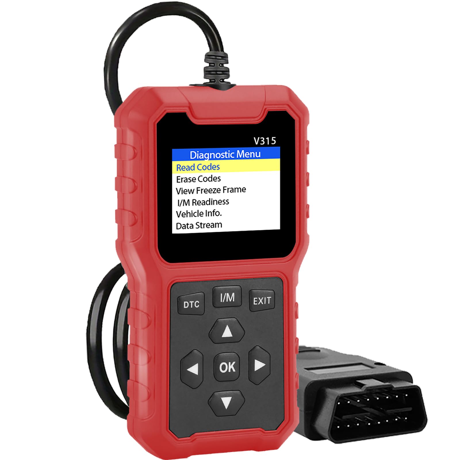 V315 Narzędzie diagnostyczne OBD2, czytnik kodów, narzędzie diagnostyczne światła silnika, tester napięcia akumulatora, do samochodów osobowych i ciężarowych OBD2 od 1996 roku
